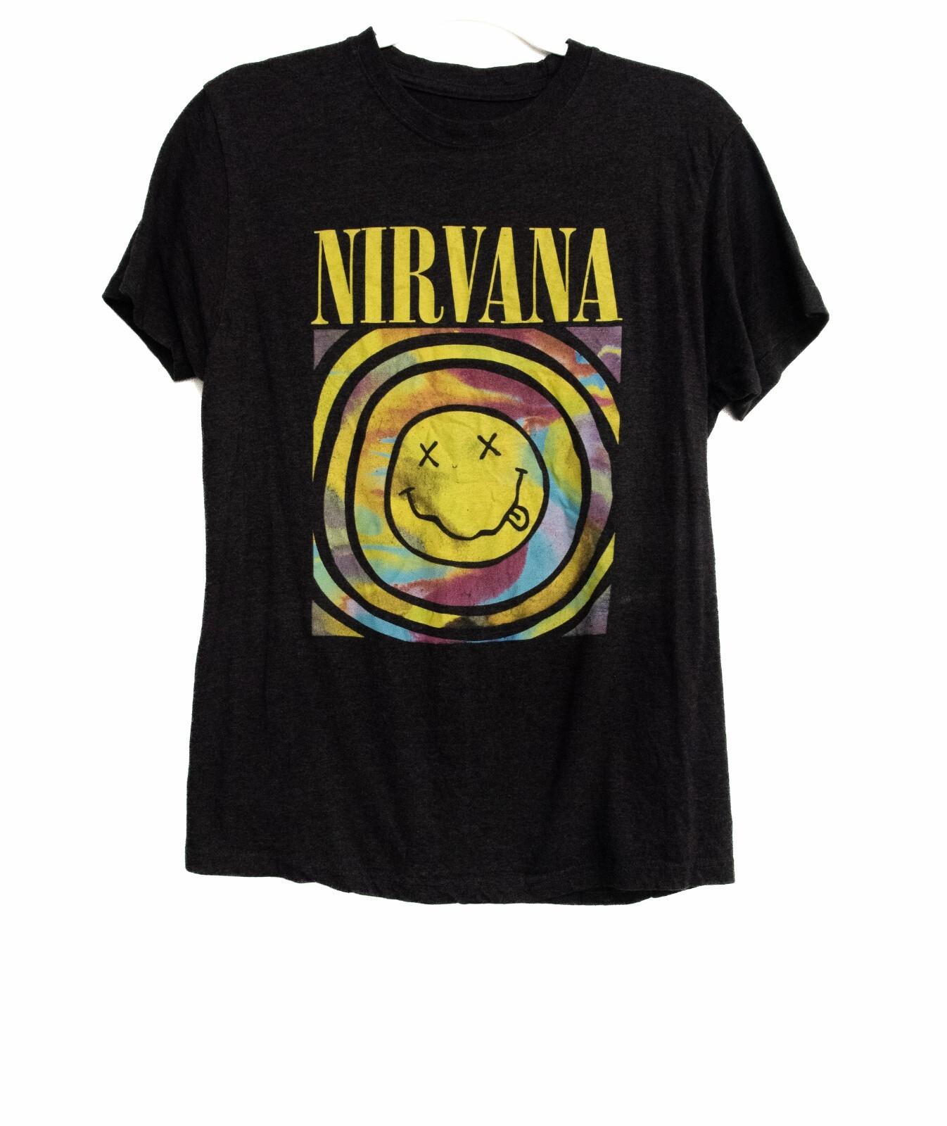 Nirvana Mens Black T-Shirt Graphic Print Crew Neck Short Sleeve Cotton Size L XXXXL