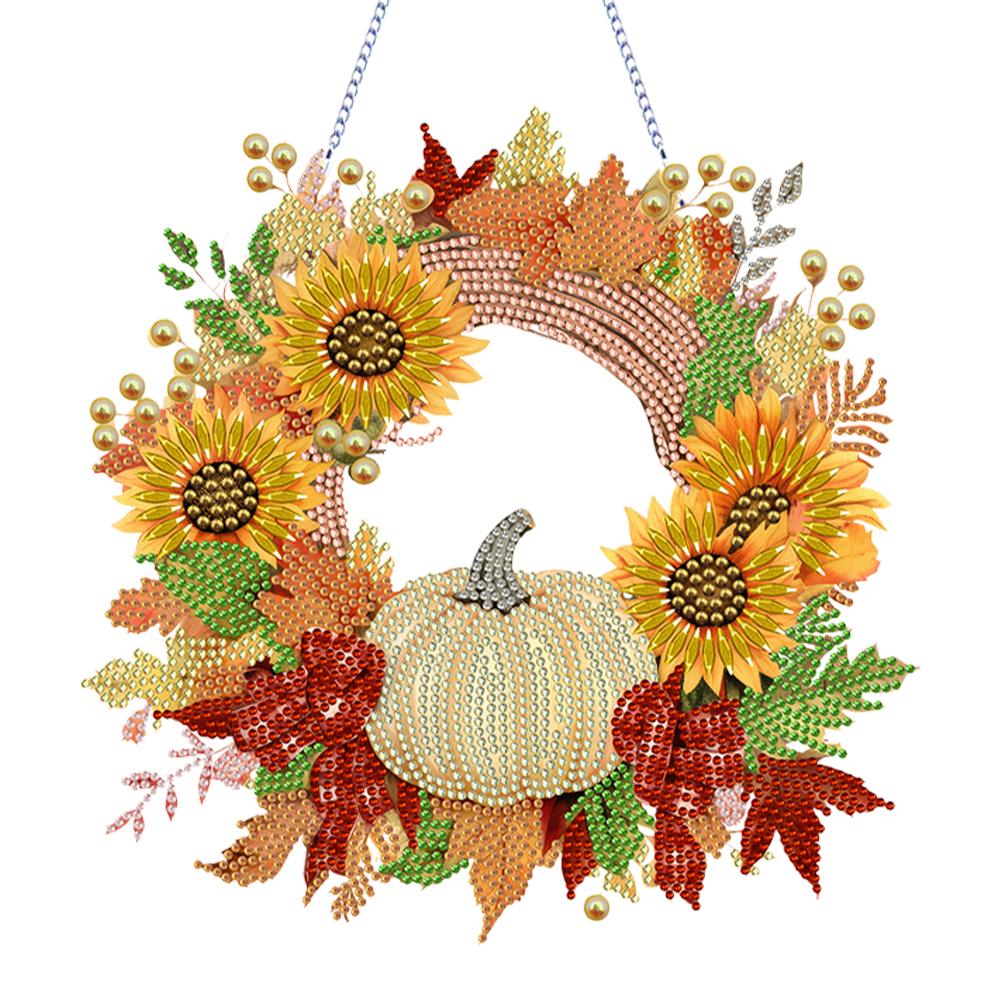 Special Shaped Diamond Painting Wall Decor Wreath Autumn Pumpkin Christmas Spot Drill Garland for Home Window Door Decor Gift
