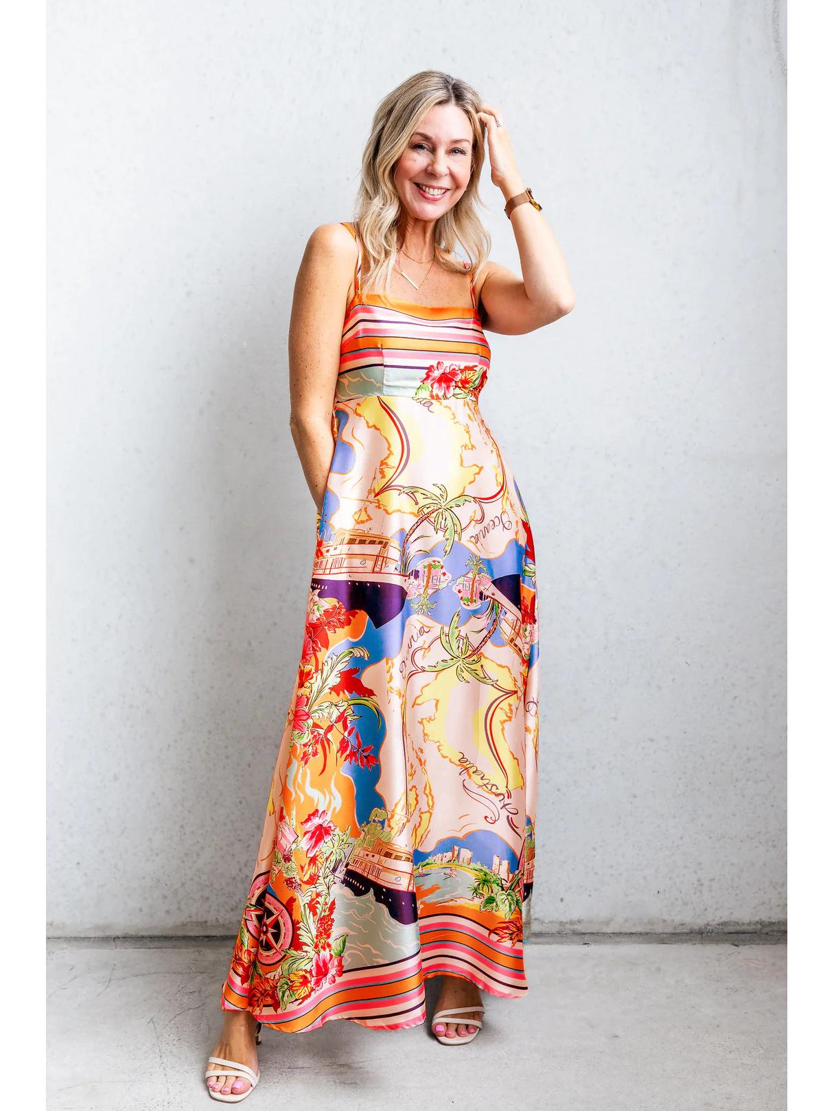 

Женское свободное платье в европейском и американском стиле на 25 лет с высокой талией и праздничным принтом Extra Large оранжевый