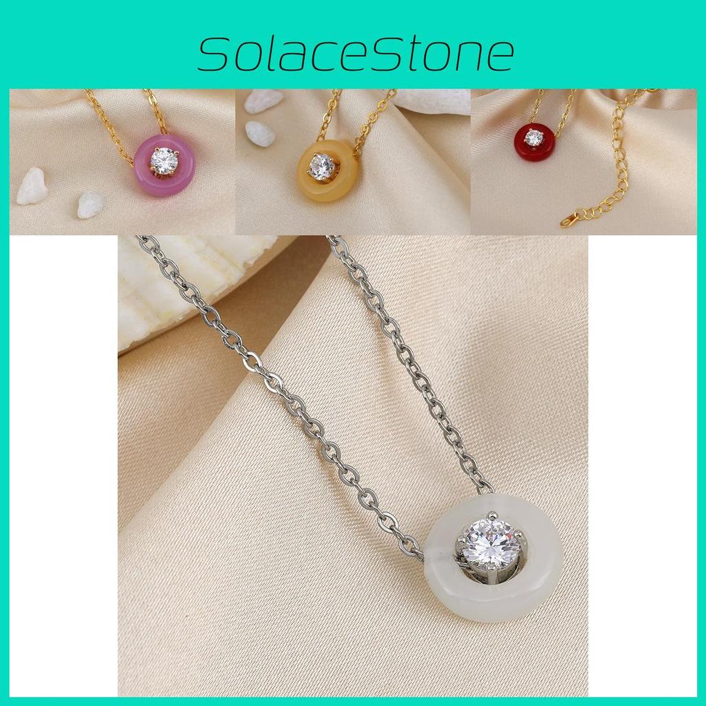 Stunning Korean Style Round Bubble Agate Zirconia Clavicle Necklace For Women In Unique Colors