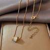 Fashion Opal Small Waist Necklace Women'S Box Chain Metal Wind Collarbone Chain Temperament Neck Chain