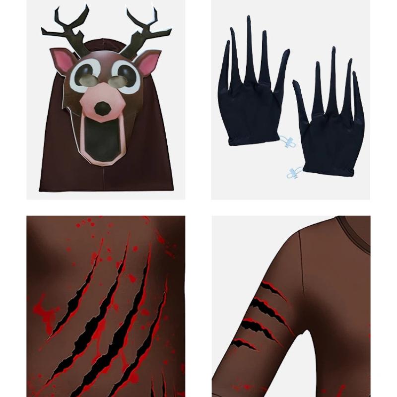 Horror Game 99 Night In The Forest Children Cosplay Jumpsuit Headgear for Men and Women Goat Deer Owl Costume Toy Birthday Gift