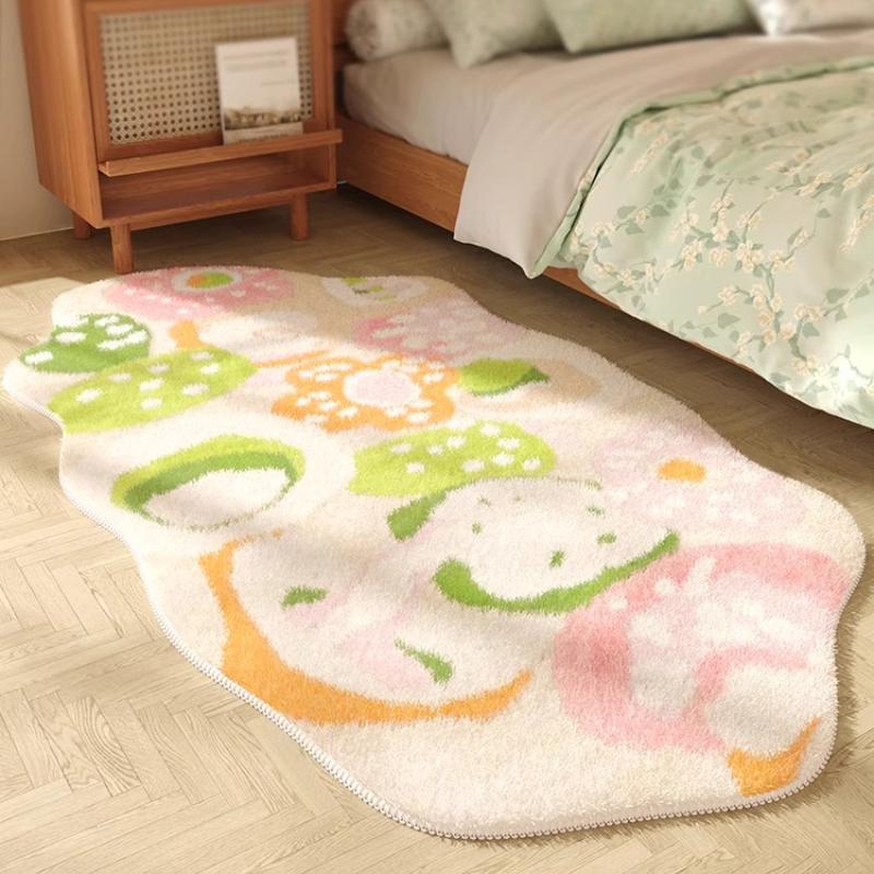 Irregular Shapes Bedroom Decor Carpet Flower Pattern Carpets for Living Room Thick Plush Bedside Floor Mat Fluffy Soft Study Rug