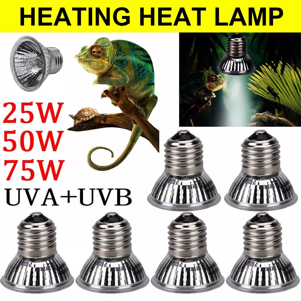 Lampadina per lampada per rettili UVA+UVB da 25/50/75 W, per tartarughe, per crogiolarsi, per riscaldamento, a spettro completo, per anfibi, animali domestici, serpenti