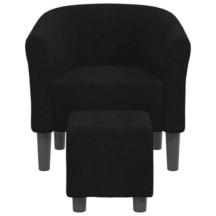 VidaXL Fauteuil Cabriolet avec Repose-pied, Chaise avec Accoudoirs, Canapé avec Dossier, Siège Rembourré Salon Chambre, Noir 356439