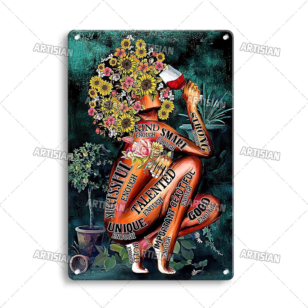 Artisian Gypsy Metal Plate Hippie Tin Plaque GIRL SUNFLOWER Decorative Sign Wall Decor Garage Bar Pub Club Hotel Kitchen Home