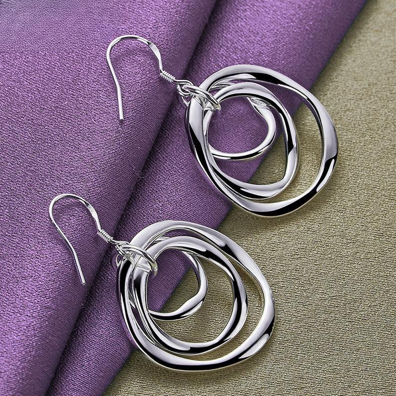 Silver-plated Copper Circle Pendant Earrings Fashion Jewelry
