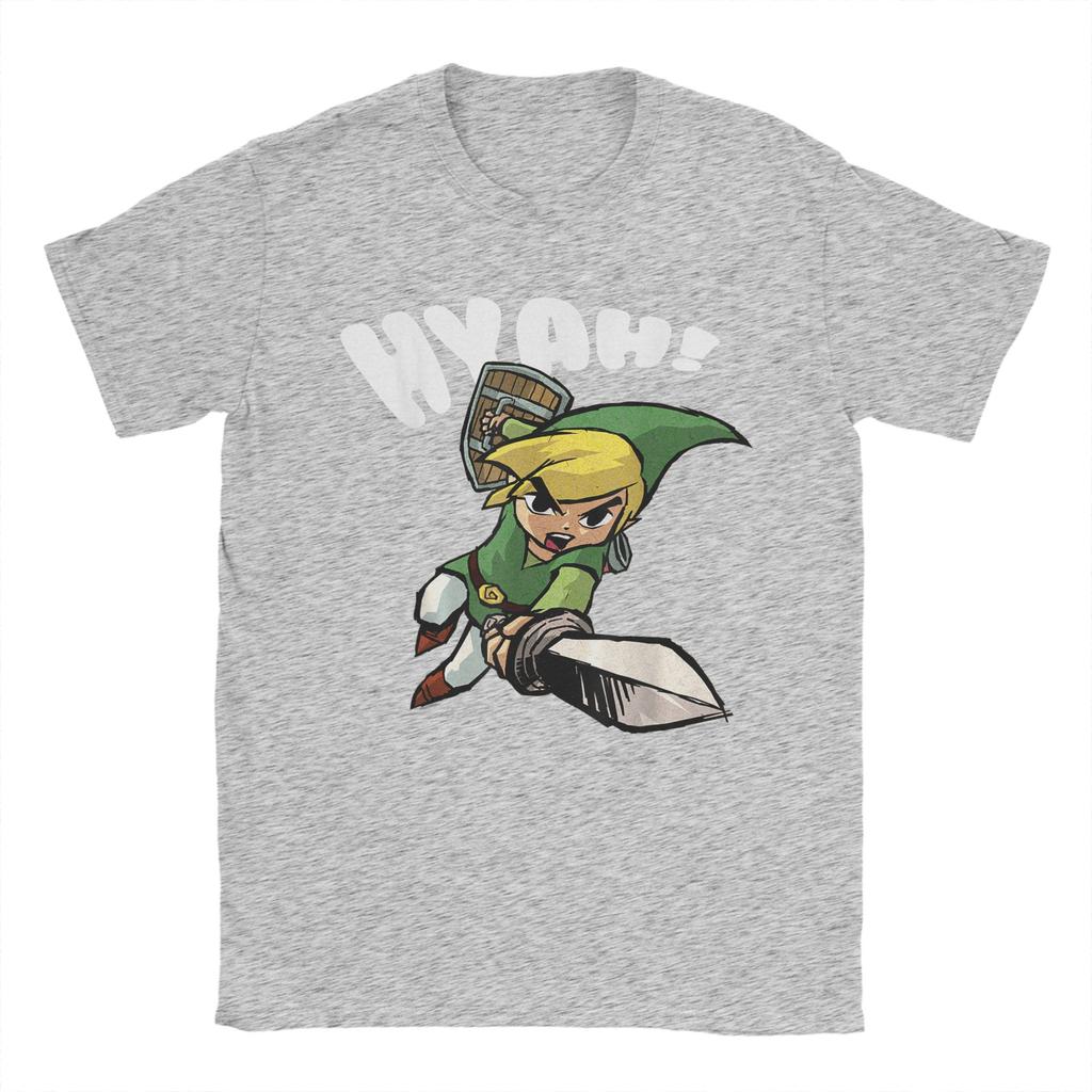 Zeldas Link Hyah Poster T Shirts Unisexs Pure Cotton Novelty TShirts Round Collar Tees Short Sleeve Tops Gift Idea