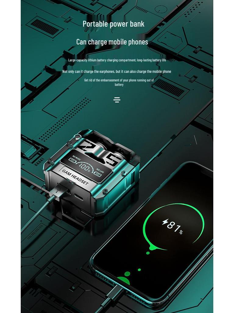 M25 Bluetooth Noise-Cancelling Wireless Gaming Earbuds with Breathing Light and Long Battery Life