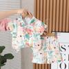 Adorable Boys Hawaiian Floral Shirt And Short Set For Summer Beach Vacation In Soft Cotton