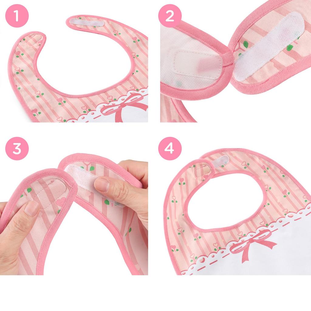 LittleForBig Adult Bib, Cute Apron for Nursing Care [Cotton + Waterproof Sheet] with Velcro, Pink Floral Baby Doll Bib