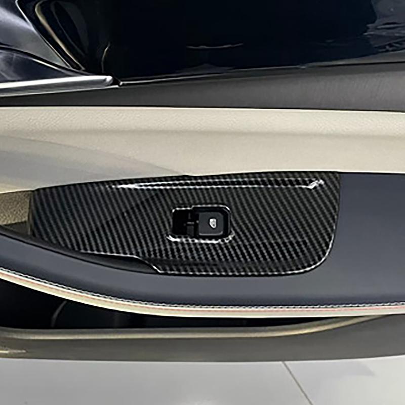 Window Glass Lifting Buttons Panel Decoration Cover Trim For BYD Qin PLUS LHD Carbon Fiber Color Interior Accessories