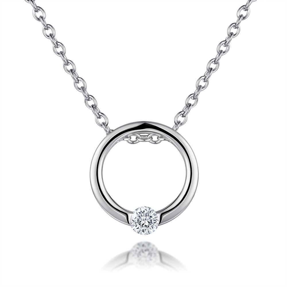 

Hot-selling exquisite and simple s925 sterling silver flash diamond ring necklace women s fashion short collarbone chain 925 silver платиновый