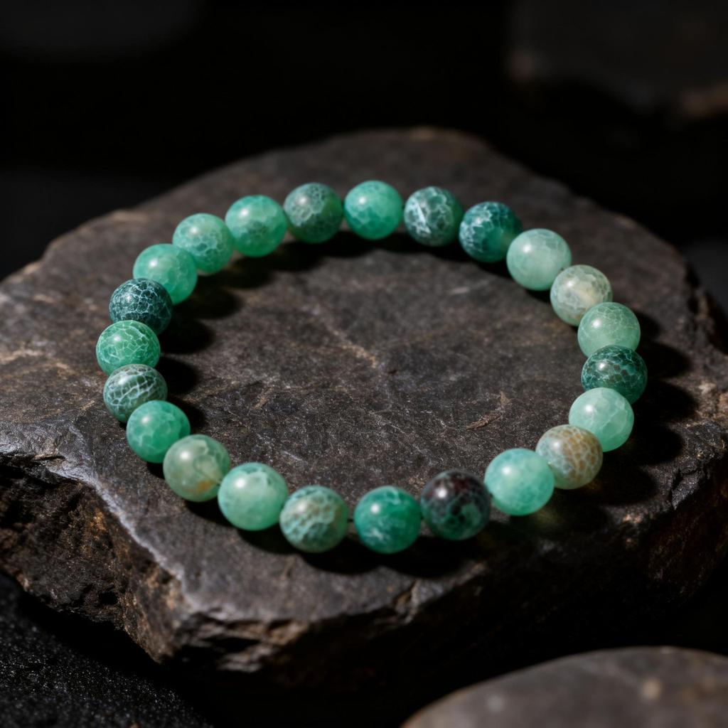 Festive Gifts Green Cracked Agate Beaded Bracelet Natural Texture Fashion Jewelry For Men Women Daily Wear Gift