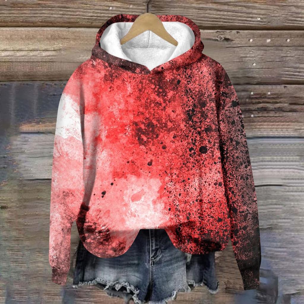 Women's Casual Fashion Wine Turkey Family Print Long Sleeve O-Neck Pullover Hoodies