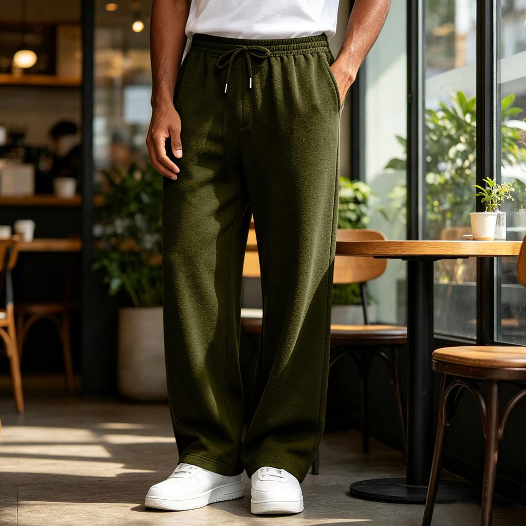 Men's Drawstring Elastic Waist Sweatpants - Color Loose Fit Joggers for Sizes