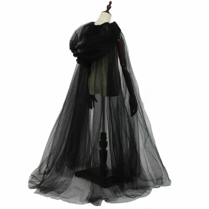 Châle de Mariée Noir Cape Cosplay Sorcière Vampire Cape Double Halloween Accessoires de Costume Fête de Jeu Déguisement de Fête