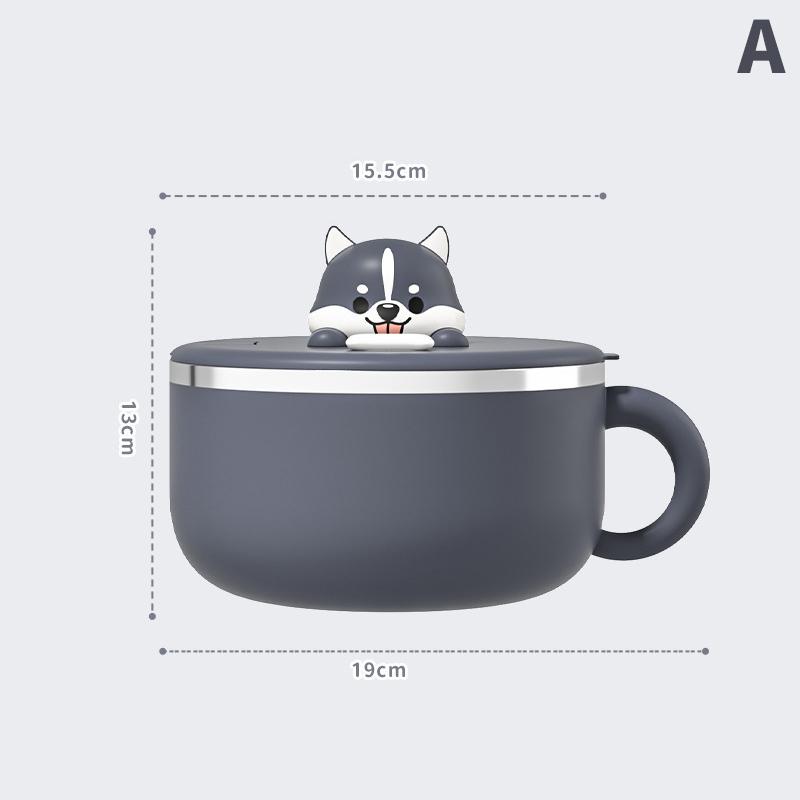 

Cartoon Cute Dog Instant Noodle Bowl Stainless Steel With Lid Large Fruit Salad Bowl Student Dormitory Portable Lunch Box 1000ML