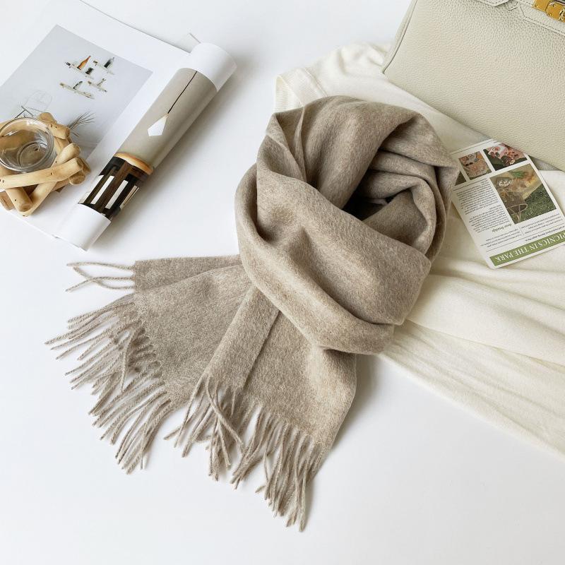 Women S Thick Warm Wool Scarf With Printed Logo For Winter Fashion