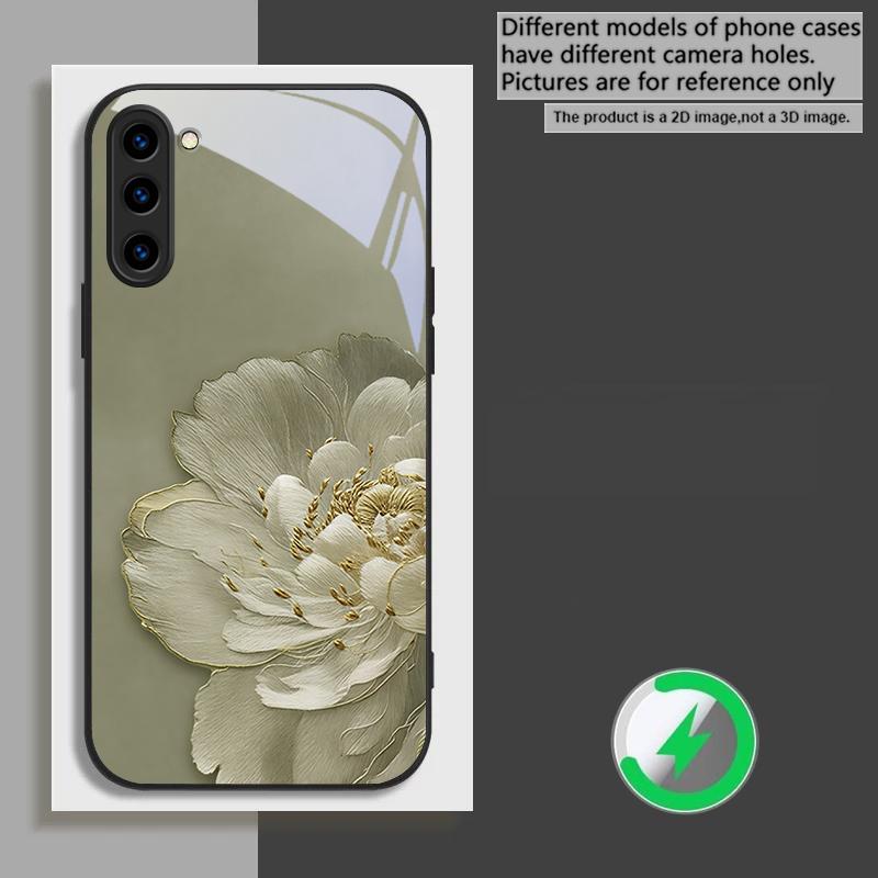 Gradient colored flowers For Samsung Galaxy S20 FE S21 S22 + S23 Plus S24 Ultra 25 Edge S24 Ultra For Magsafe Glass Phone Casee
