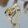 Charm Female White Snake Round Stone Adjustable Open Ring Gold Color Cute Gift Wedding Jewelry For Women
