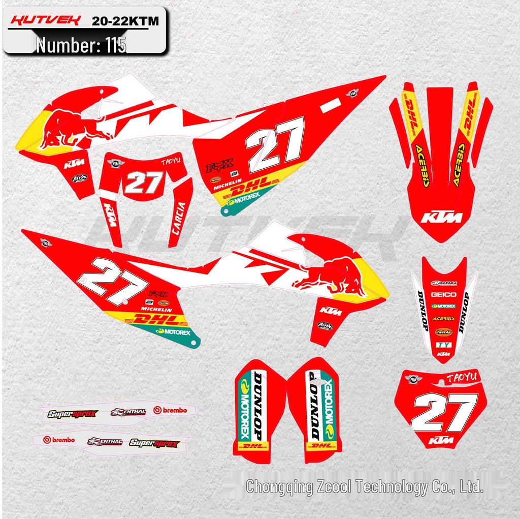 Compatible Decals for 19-22 KTM SX250F EXC, Kaixi Hengjian, Bosuer X6, Mingfu Off-Road Motorcycles