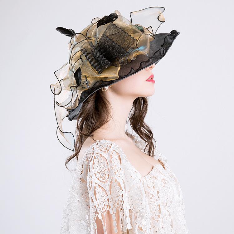 Hat Spring New UV Protection Organza Women's Fashion Hat Fashion Mesh Yarn Hat Big Brim Hat