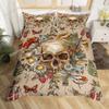 Gothic Sugar Skull Bone Bedding Set Skeleton Hand Comforter Cover Rose Leaves Romantic Flowers Home Textileextile Luxury Gift