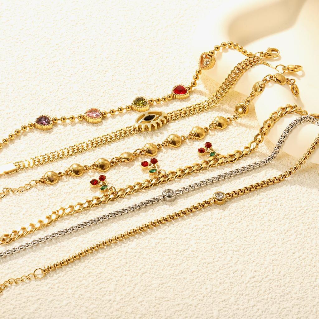 Mixed color love zircon bracelet wind design cherry shell bracelet 18k gold stainless steel bracelet