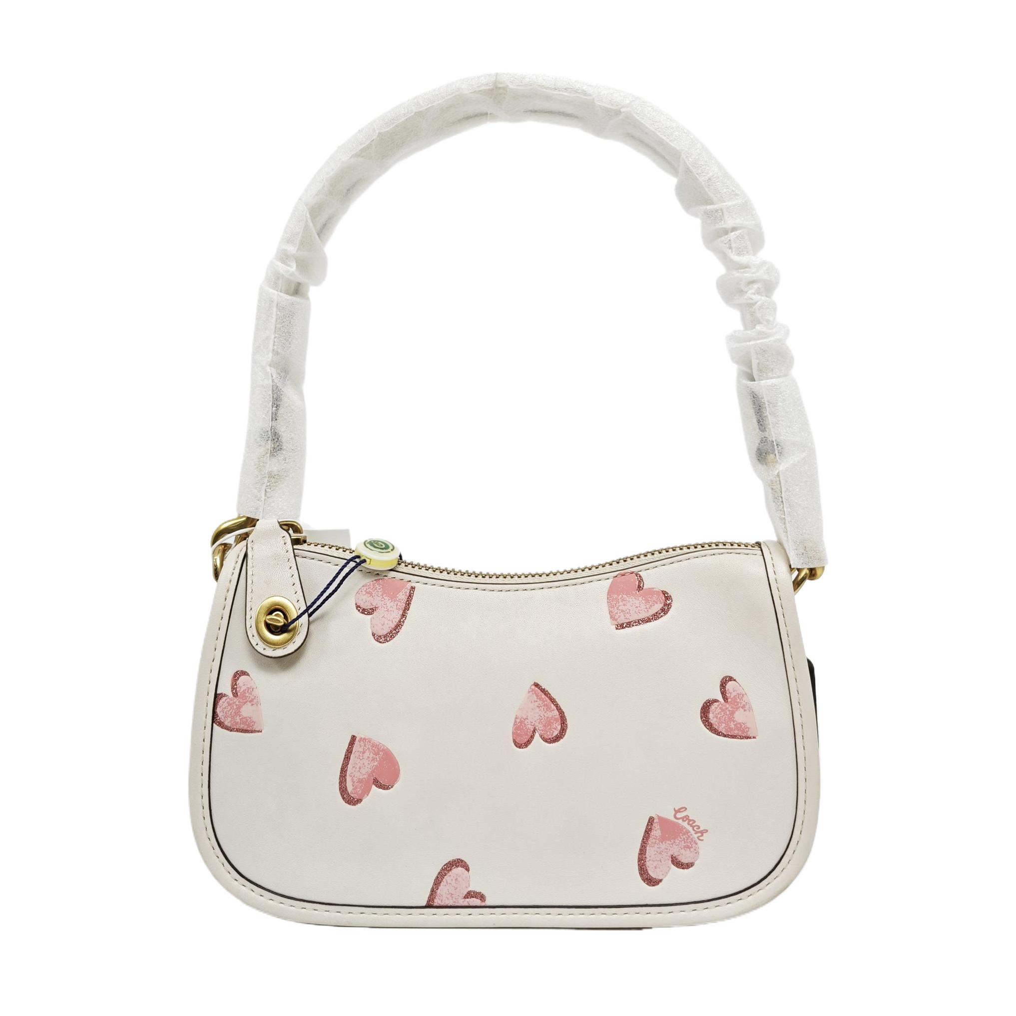 [Pre-Owned] Swinger White Leather Printed Shoulder Bag Gold Hardware - Excellent #4ZS4PX ONE SIZE