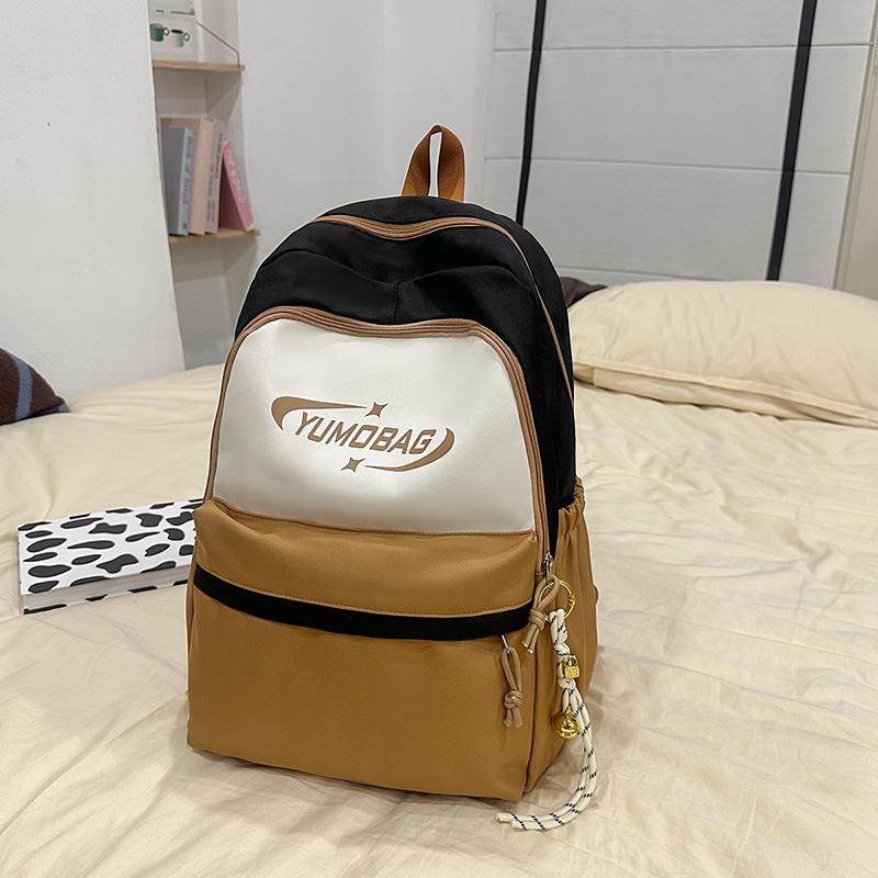 New Ins High Value Schoolbag Leisure Large Capacity Contrast Campus Backpack Korean Version of Small Fresh Splicing Backpack