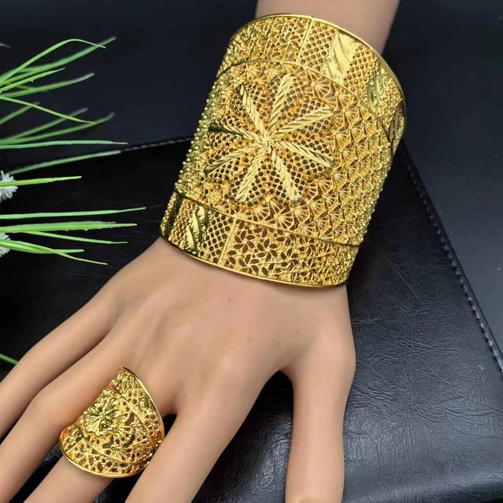 24K Gold Plated Bridal Bracelet for Women - Dubai and India Wedding Jewelry