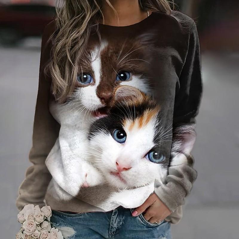 Nueva Camiseta De Manga Larga Con Cuello Redondo Y Bonito Conejito De Navidad Con Estampado Digital 3D De Europa Y América