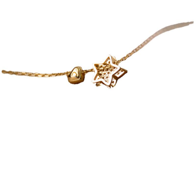 Niche Design S925 Sterling Silver Gold-Plated Diamond Star Pendant Necklace