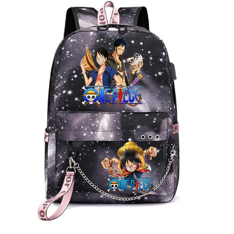 One Piece Print USB School Bag for Primary and Secondary School Students Men and Women Webbing Backpack