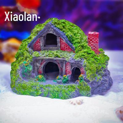 Hot Selling Resin Fish Tank Decoration: Thatched Straw House Aquarium Ornament