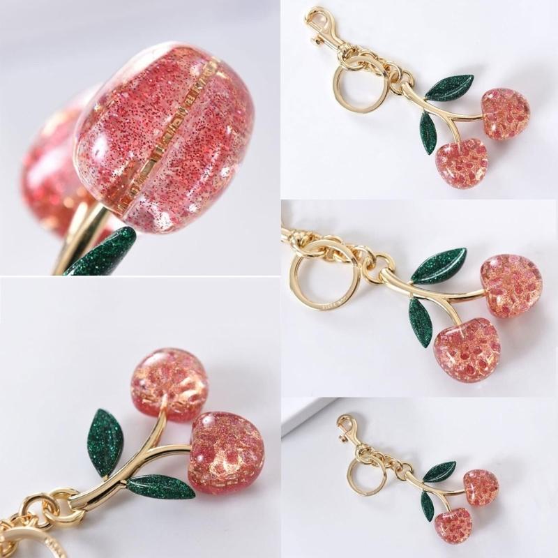 Stylish Cherry Pendnat Keychain Bag Charm Eye Catching Cherry Keychain Accessory Fashionable Hangings Decoration