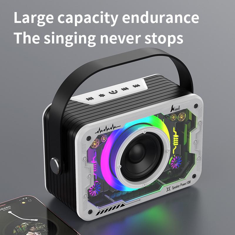 Transparent Mecha Rgb Light Bluetooth Speaker, All-In-One Portable Speaker With Disco Lights, Supports Aux/Usb/Tf For Home Party