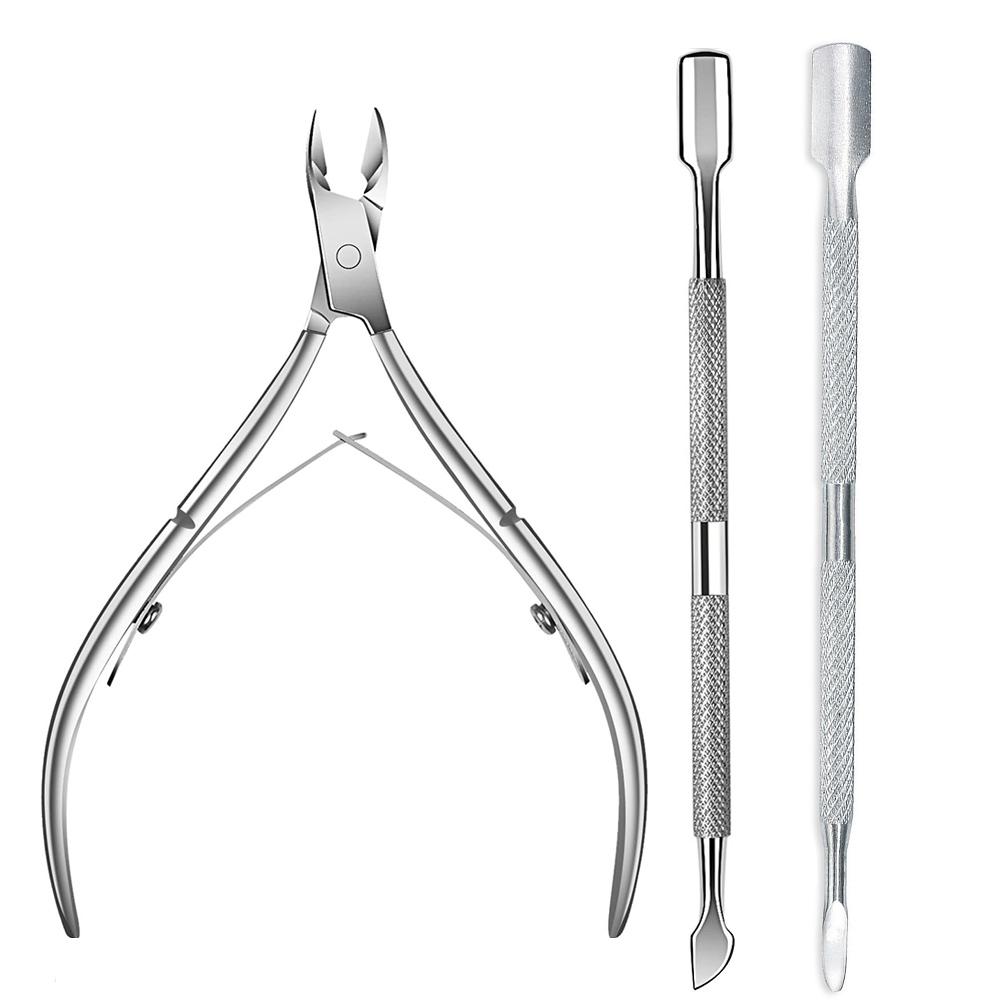 LINMANDA Cuticle Trimmer with Cuticle Pusher Nail Cuticle Nipper Professional Manicure Tools Stainless Steel Dual End Pusher