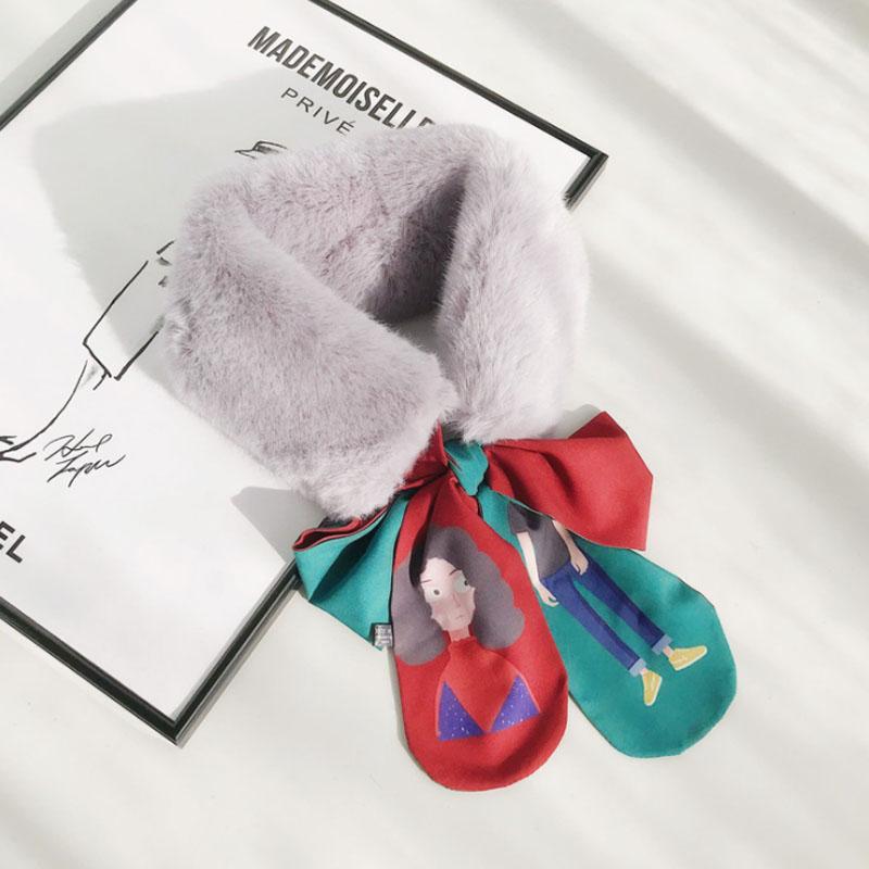 Women Fake Collar Tie Winter Faux Fur Woman False Collar Girls Detachable Fur Collar Ribbon Warm Scarfs for Ladies Neckerchiefs