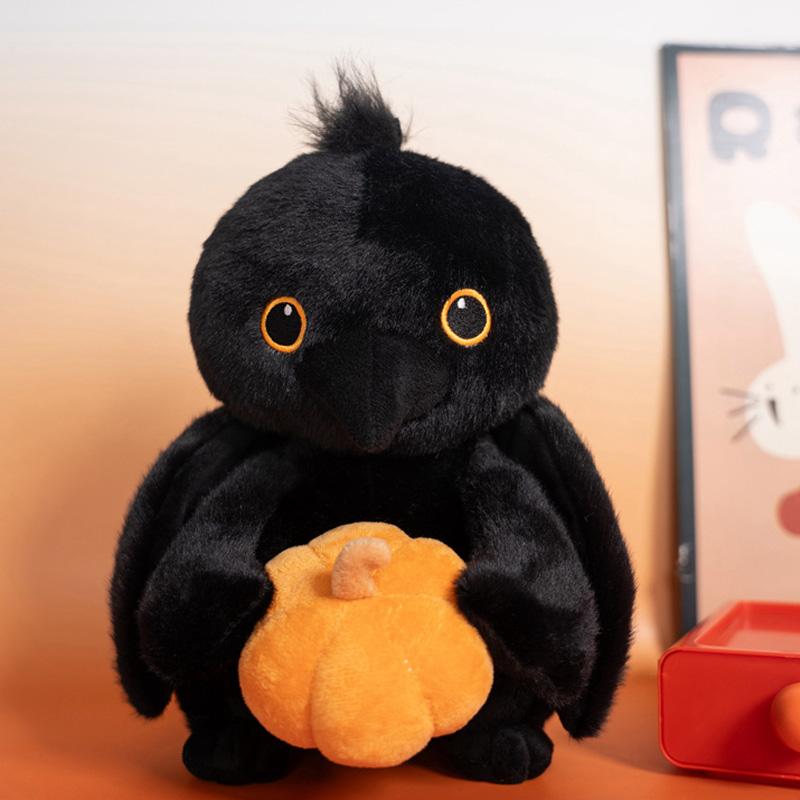 30cm Vrána Plyšové Hračky Kawaii Vrána Držící Dýni Panenka Atmosféra Halloweenská Párty Dekorace Společník Panenka Festivalový Dárek Pro Přítele