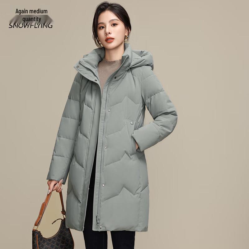 

XueZhongFei Women s Mid-Length Winter Down Coat with Removable Hood XL