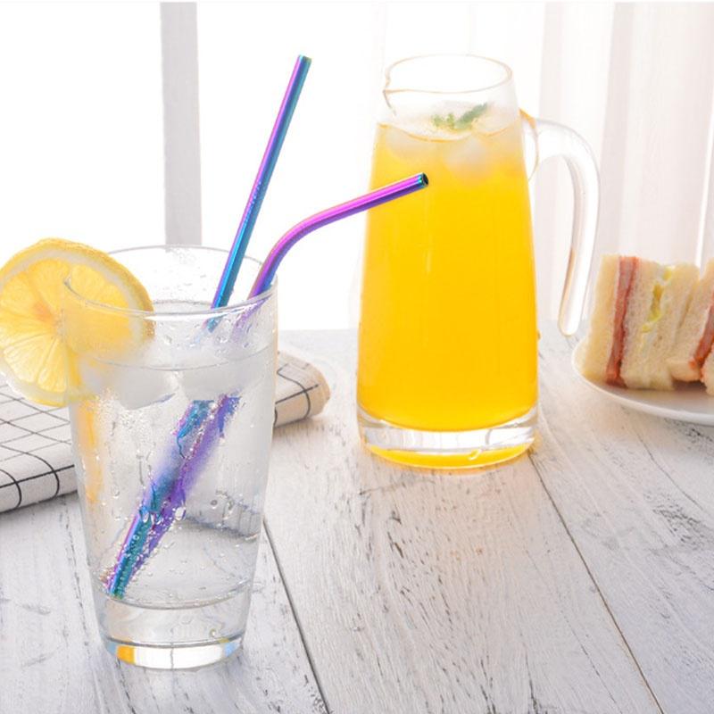 20 Pcs 304 Stainless Steel Drinking Straws,Reusable Metal Drinking Straws + 2 Cleaning Bruches
