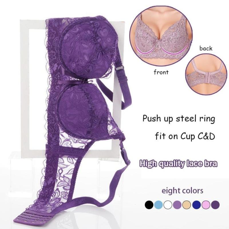 Plus Size Lace Bras for Women's Bralette Crop Top Underwear Female Sexy Lingerie Wide Shoulder Straps Underwired Push Up Bra
