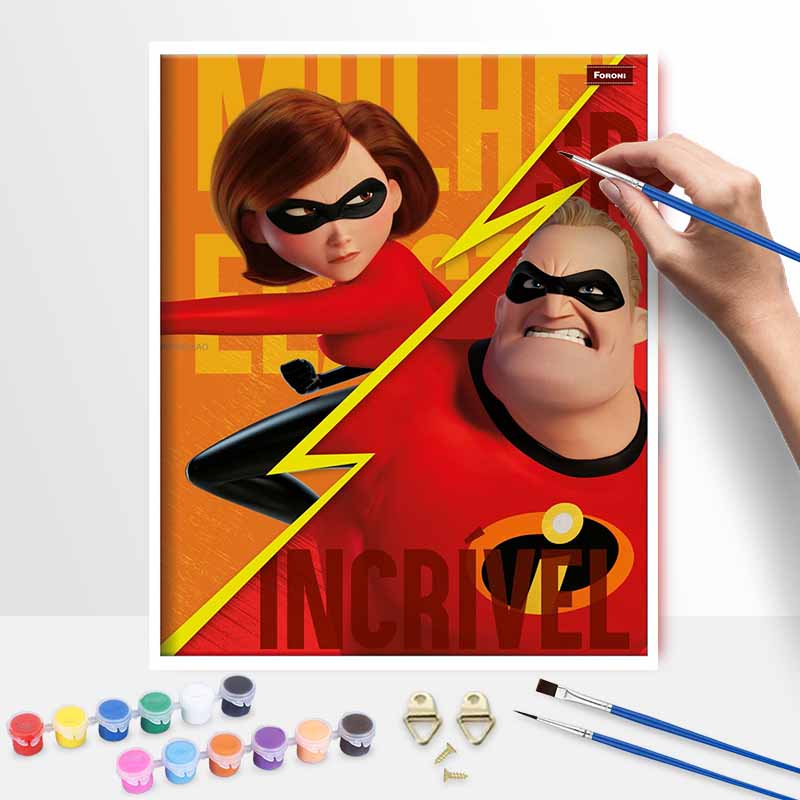 Disney The Incredibles Oil Paint by Numbers Painting Kit Hand Painted Home Decor Gift 20x30cm