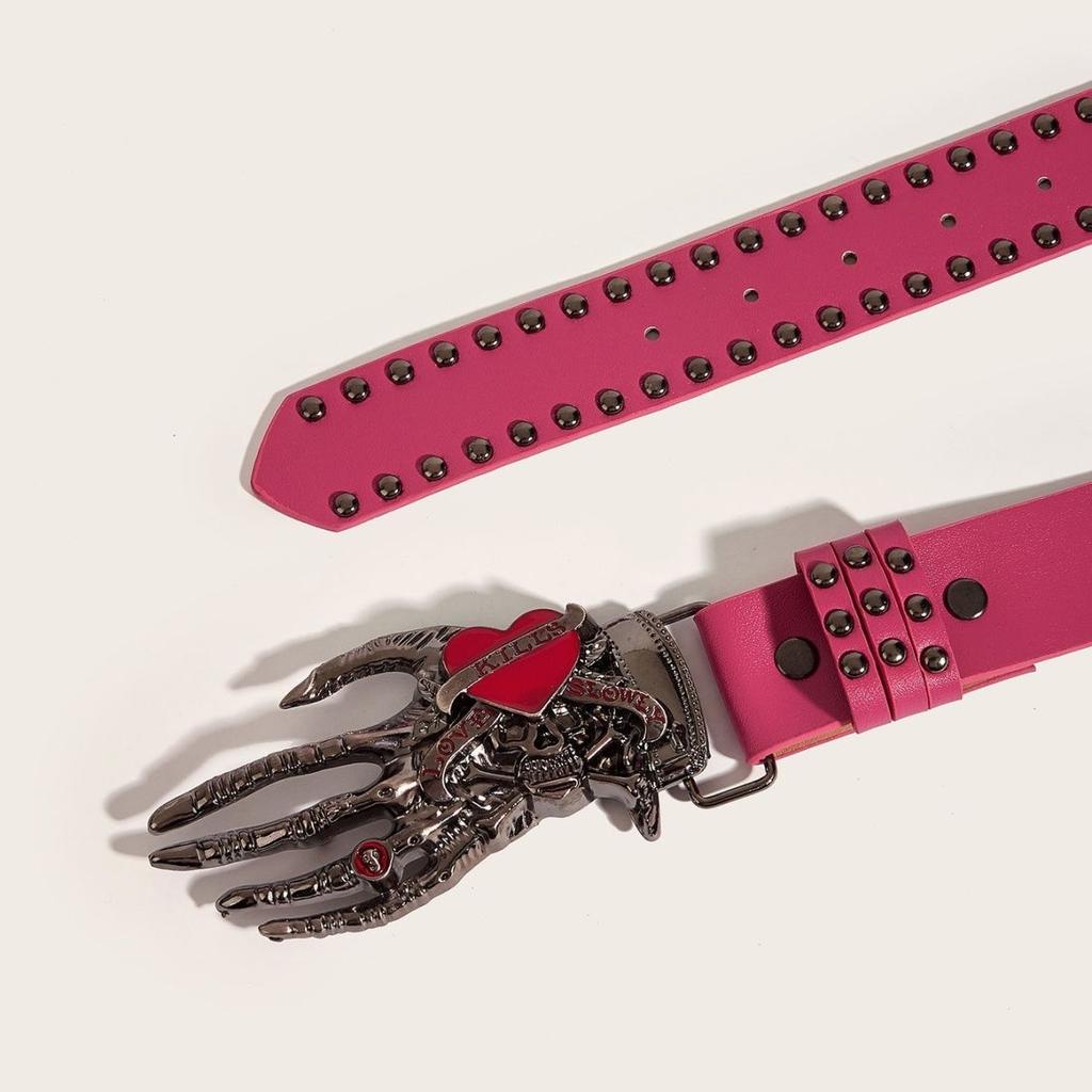 Gothic Punk Leather Y2k Belt For Women Men Metal Buckle Waist Strap Designer Luxury Female Jeans Trouser Decorative Waistband