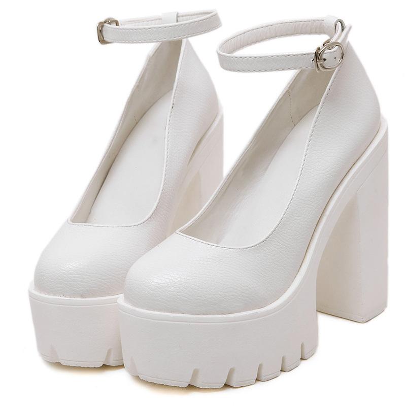Spring super high heel women's shoes stage model single shoes thick heel nightclub DJ work shoes catwalk shoes women