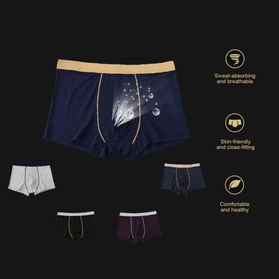 Men Boxer Underwear Mid-rise Breathable Smooth Wiring Perfect Fit Shorts Panties Patchwork Color Tight Cut Underwear