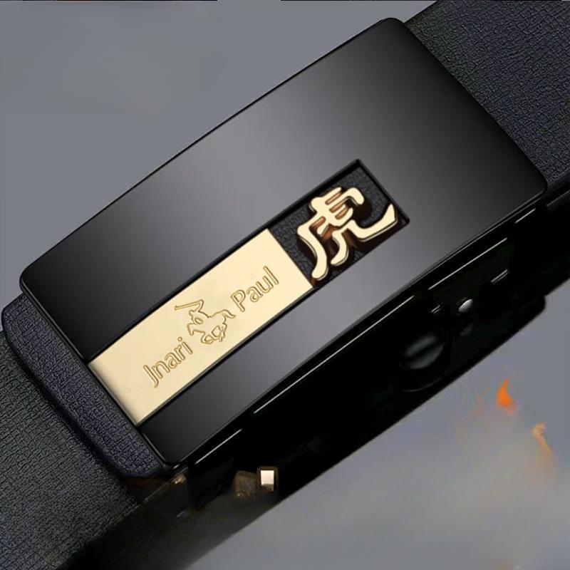 Men's Genuine Leather Automatic Buckle Casual Versatile Leather Belt Men's Middle Aged and Young Business Trousers
