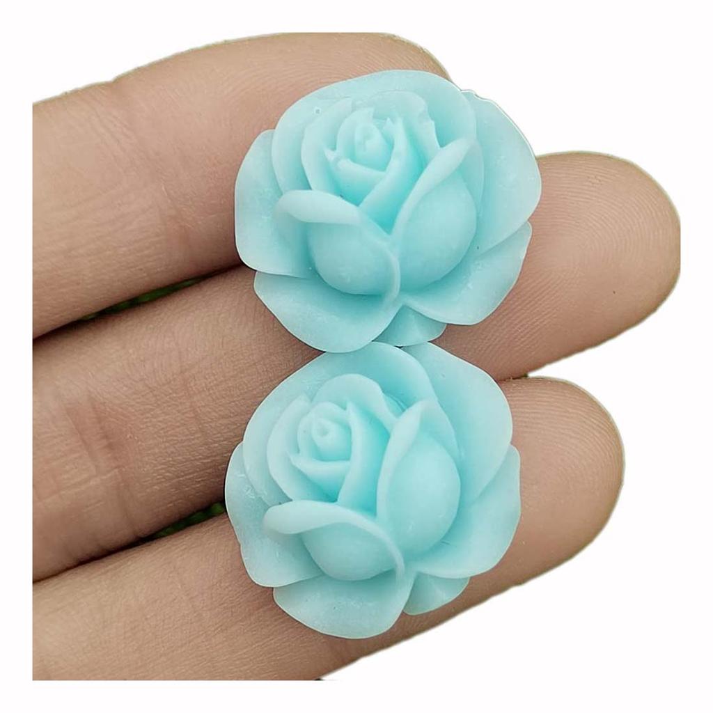 Pastel Color Rose Flower Flatback Resin Cabochon Scrapbooking Hair Accessories DIY Phone Case Decoration Craft